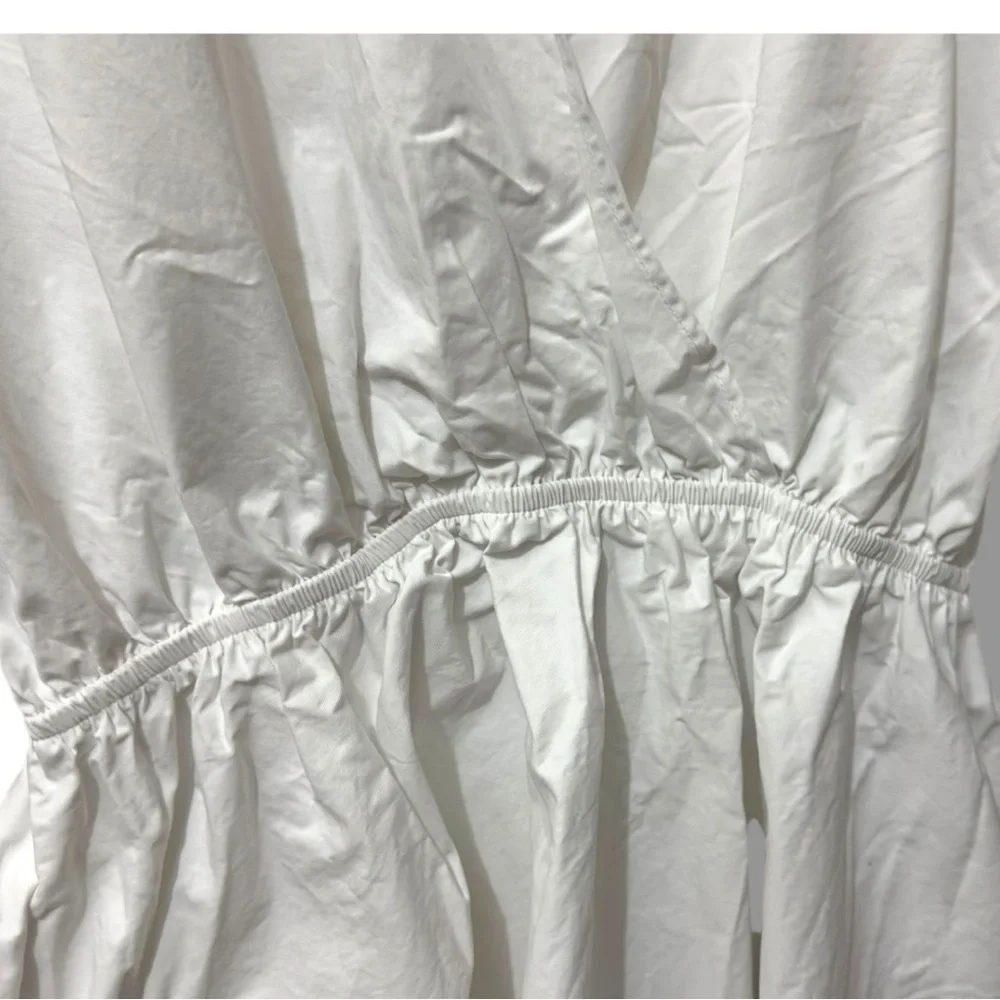 Zara | NWOT Turkey 100% Cotton White Poplin Wrap Shirt Dress (size M) - Picture 6 of 15
